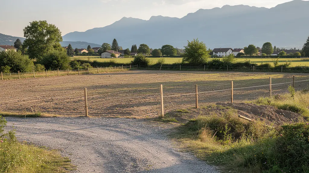 Terrain constructible viabilisé avec vue sur les montagnes en Isère